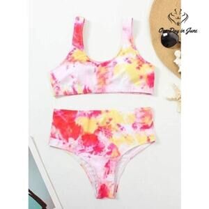 Adisputent High Waist Tie Dye Bikini Swimsuit Size L